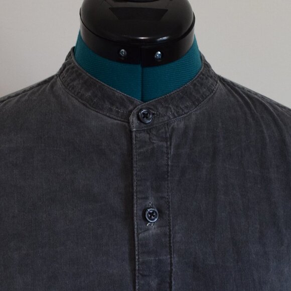 Gray Washed Cotton Button Down Long Sleeve Shirt - Picture 2 of 8